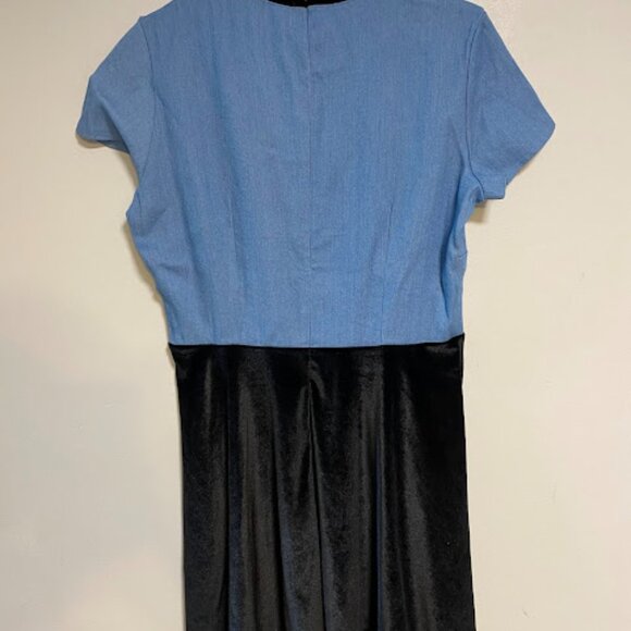 Valfré Two-Tone Blue Black Denim Velvet Women's Mini Dress Size L - Picture 6 of 6